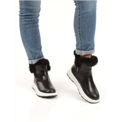 10-P5 BLACK Ботинки зимние женские (натуральная кожа, нат. и иск. мех)
