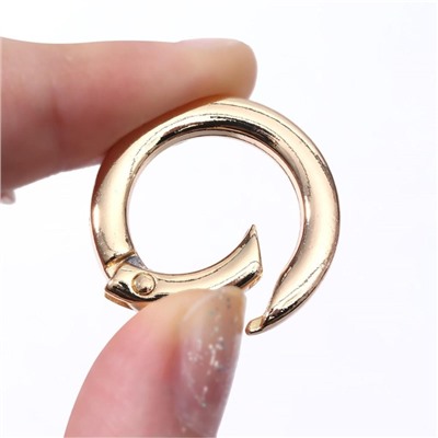 Кольцо-карабин плоский, d=20/28 мм, толщина - 4 мм, 5 шт., цвет золотой