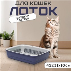 Лоток большой с сеткой Atlantis "Стандарт", 42 х 31 х 10 см, фиолетовый,