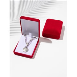 Футляр под набор: серьги и кулон «Прямоугольник» 7.5×6 см, красный, вставка белая