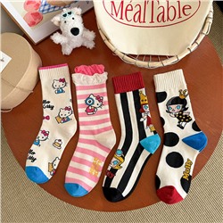 Tide, cotton autumn design cute knee socks, mid-length, internet celebrity, trend of season