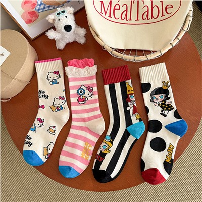 Tide, cotton autumn design cute knee socks, mid-length, internet celebrity, trend of season