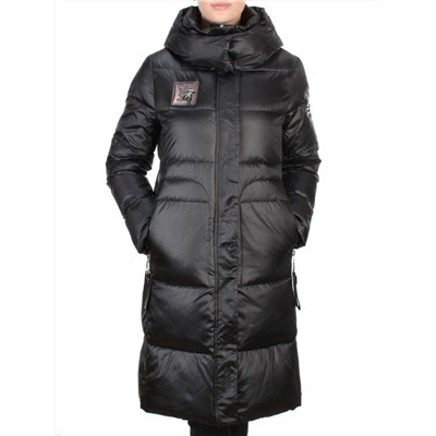 9110 BLACK Пальто зимнее женское FLOWERROVE (200 гр. холлофайбера)