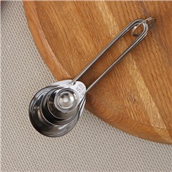 Набор мерных ложек Доляна «Металлик», 4 шт.: 1.25/2.5/5/15 мл, серебристый