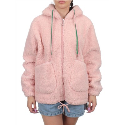 1003 PINK Куртка плюшевая демисезонная (65% хлопок, 35% полиэстер) оверсайз 44-54