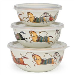 НАБОР МИСОК LEFARD ЭМАЛИРОВАН. С ПЛАСТИК.КРЫШКАМИ, СЕРИЯ PASSAGE, 6ПР. 14/16/18СМ, 0,6/0,9/1,3Л