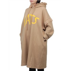 2247 BEIGE Толстовка-платье женская (85% хлопок, 10% полиэстер, 5% спандекс)