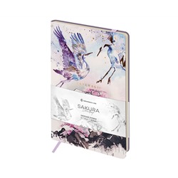 Записная книжка А5 80л. ЛАЙТ, кожзам, Greenwich Line "Sakura. Shadoof", с резинкой, тиснение фольгой, блок в линию