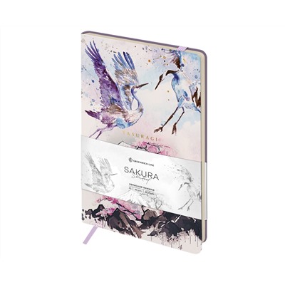 Записная книжка А5 80л. ЛАЙТ, кожзам, Greenwich Line "Sakura. Shadoof", с резинкой, тиснение фольгой, блок в линию