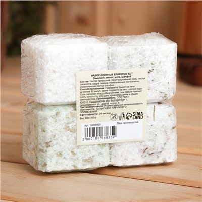 Соляной брикет набор 4 шт  "Эвкалипт, Лимон, Мята, Шалфей"