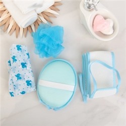 577613 Набор банный 4 предмета: 3 мочалки, шапочка для душа, цвет МИКС