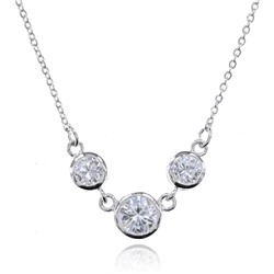 UG011 Колье Три кристалла, цвет серебряный