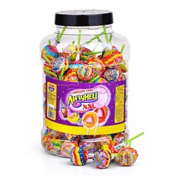 Карамель на палочке с жевательной резинкой "Лизунец XXL" ассорти