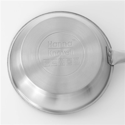 Сковорода Hanna Knövell, d=22 см, h=5.5 см, нержавеющая сталь, толщина стенки 0.6 мм, длина ручки 21.5 см, антипригарное покрытие, индукция