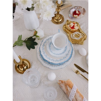 Тарелка WY Royal blue, d=26.5 см, фарфор, белая