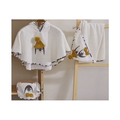 Комплект Пончо 4 Предмет 0-1 год Pingu Panço Seti - EcoCotton