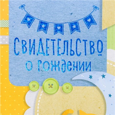 Папка для свидетельства о рождении, тиснение, А5 «Месяц»