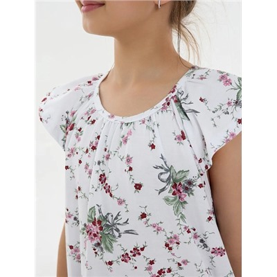 Детская сорочка "Луна" / Цветочки на белом