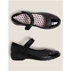 Kids' Leather Diamante Wedge School Shoes (13 Small - 7 large)