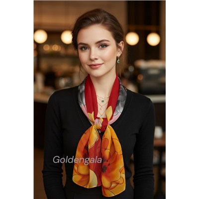 Шарф шифоновый с цветочным рисунком 3D Арт М52/2