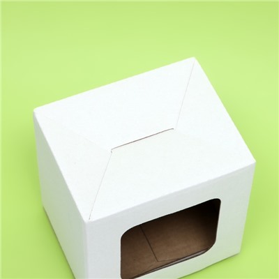 Коробка под кружку, с окном, белая 12×9.5×12 см