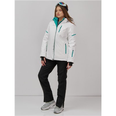 Горнолыжный костюм женский зимний белого цвета 001_1Bl