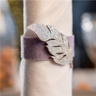 Набор колец для салфеток Silver feather, 4 шт., 4.8×6.5 см, 100% п/э, фетр