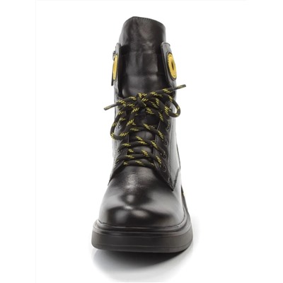 01-P514-3 BLACK/YELLOW Ботинки демисезонные женские (натуральная кожа, байка)