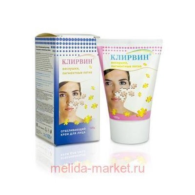 Клирвин отбеливающий крем для лица от веснушек и пигментных пятен 100 мл.
