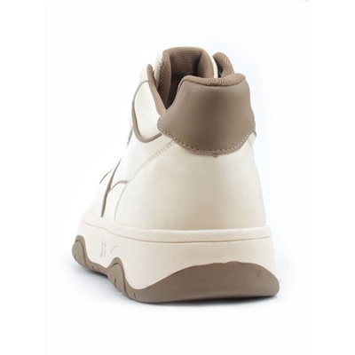 05-P90-2Z BEIGE/BROWN Кроссовки женские зимние (натуральная и искусственная кожа, шерсть)