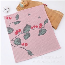 Zhiyang new red fruit peony flower five-layer yarn large square towel soft water absorption manufacturer wholesale Korean kitchen towel