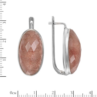 Серьги 'Саваж' морганитовый кварц, родий ИАСК31125Х13КМ0R2