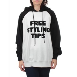 3255 BLACK/WHITE Худи женское (95% хлопок, 5% эластан)
