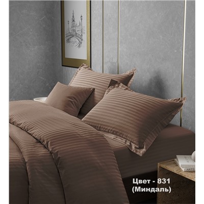Простыня из страйп-сатина Миндаль