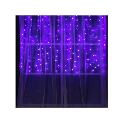 Гирлянда «Занавес» 1.5 × 1 м, IP20, прозрачная нить, 180 LED, свечение фиолетовое, 8 режимов, 220 В