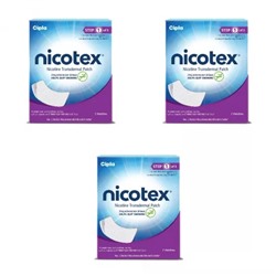 Набор Никотиновых трансдермальных пластырей Шаг 1 (3 х 7 шт, 21 мг), Nicotex Nicotine Transdermal Patch Step 1 Set, произв. Cipla