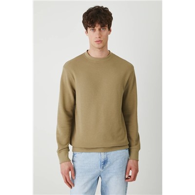 Longsleeve męski prążkowany kolor zielony