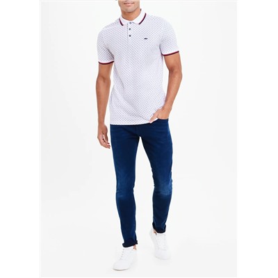 Short Sleeve Ditsy Print Polo Shirt