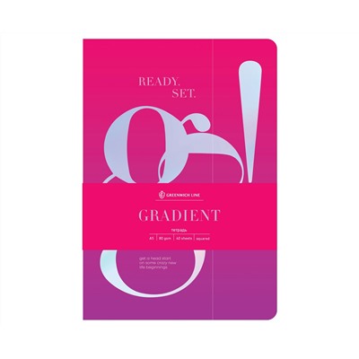 Тетрадь 40л., А5, клетка на сшивке Greenwich Line "Gradient", софт-тач, тиснение фольгой, тон. блок 80г/м2