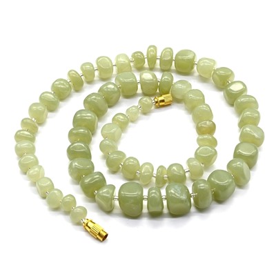 Нефрит бусы галтовка, 50см, 72г