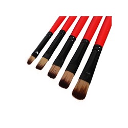 Набор кистей нейлон 5 штук, закругленные, плоские