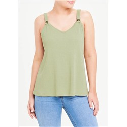 Textured Button Strap Vest Top