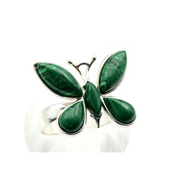 Кольцо Бабочка 21*18мм с малахитом искусственным С925 размер 17, 4г