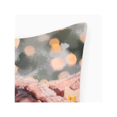 Наволочка декоративная новогодняя «Этель. Котята» 40×40 см, велюр