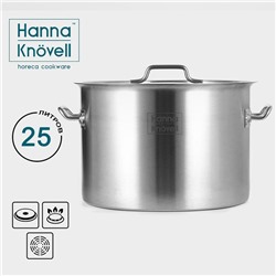 Кастрюля Hanna Knovell с крышкой, 25 л, d=36 см, h=24 см, толщина стенки 0.8 мм, нержавеющая сталь