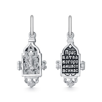 Мощевик (БМ Казанская) из серебра частичное чернение литье