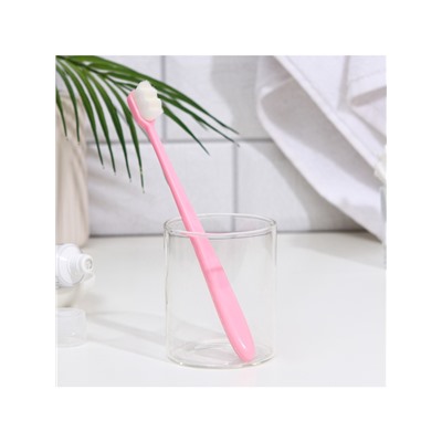 Сверхмягкая зубная щётка, 10000 щетинок, ребристая, розовая