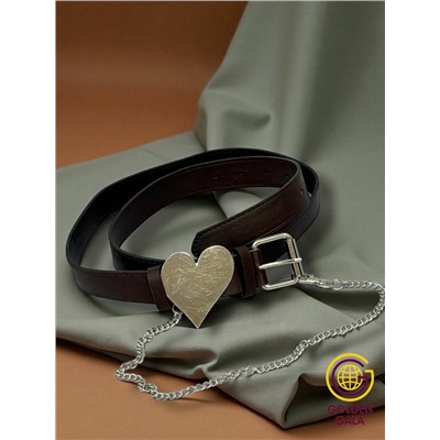 Ремень двусторонний темно-коричневый из экокожи 2,8х115 см Р25