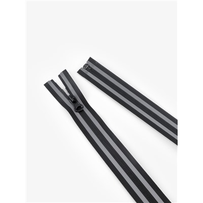 Молния «Спираль», №5, разъёмная, водонепроницаемая, со светоотражающей лентой, замок автомат, 100 см, чёрная, серая