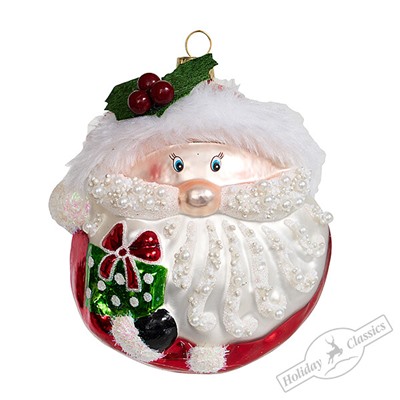 Санта "Рождественский остролист" (стекло) 6,5х7х11 см